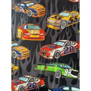 Fabric - OOP Robert Kaufman Hit the Gas Retro Muscle Race Sport Cars Flames BTY